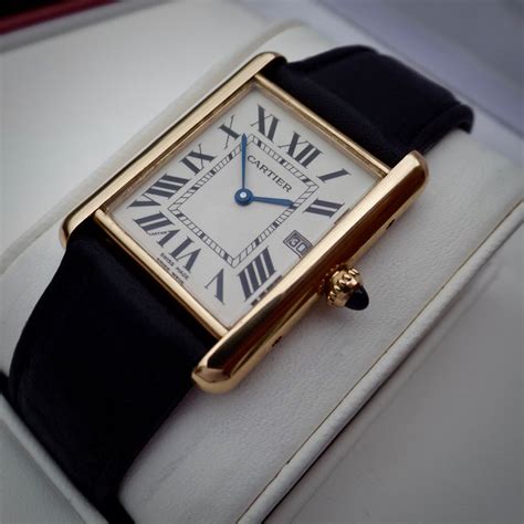 cartier tank mens gold|cartier gold plated tank watch.